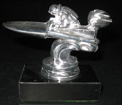50's Racing Outboard Engine Hydroplane with a Driver, Boat, Ship Aluminum Marble