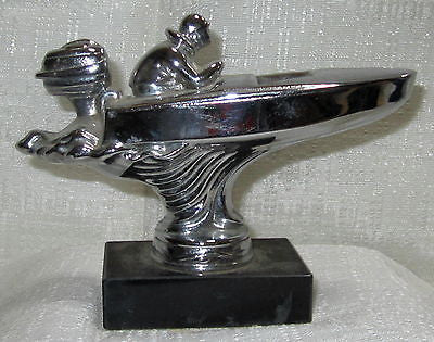 50's Racing Outboard Engine Skiff Runabout with a Driver  Boat Triple Chrome