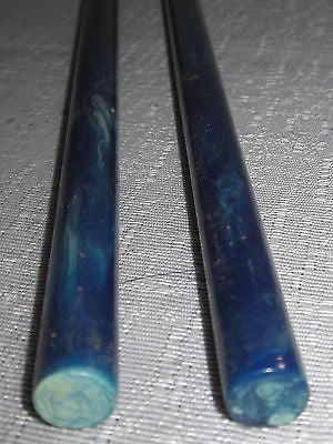 Bakelite Catalin Rod Mottled-Marbled Blue 7/16"  x  9-3/8"  30 Grams Katalin USA