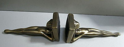 Frankart standing nymphs bookends art deco in brass metal 9-1/4" tall a pair USA