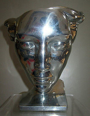 Frankart Art Deco Nymph Face Table Lamp  in a Polished Aluminum Finish + metAL