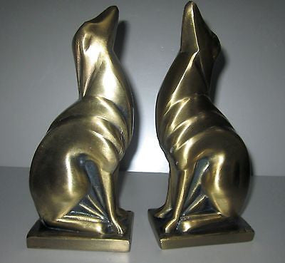 Frankart Greyhound Dog, Art Deco Brass, Bookends, a pair all metal USA