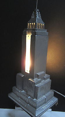EMPIRE STATE BUILDING Lamp NYC ~ Huge! 19" Tall Art Deco Polished  Aluminum USA