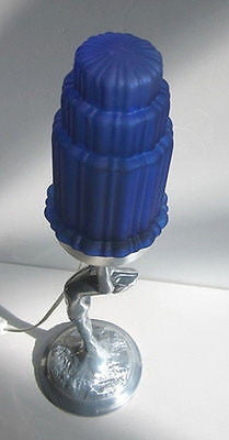 Frankart Art Deco Standing Lamp with Up Stretched Arms Polished Aluminum+ glaSS