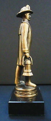 Fireman firefighter with a lantern brass figurine USA