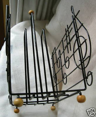 1970'S EAMES Style Moderne Retro Music Note Magazine Rack in Steel Wire