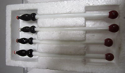 4 pcs Coca Cola style lead crystal glass cocktail sticks stix drink stirrers