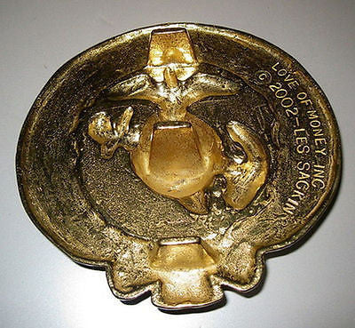 USMC Marine Corps Insignia Solid Brass Round Plaque Grave Marker  7"  Diameter