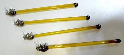(4 PCs) Rhino Rhinoceros Lead Crystal Glass Cocktail Sticks Stix-Drink StirreRS