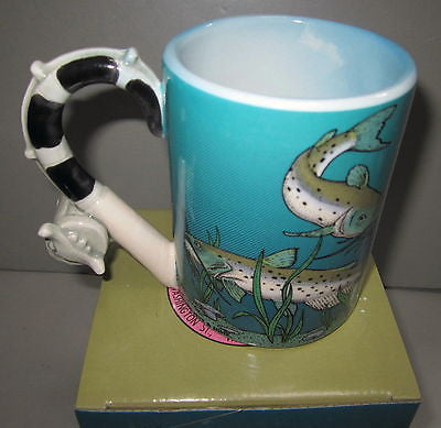 Catfish Fish Coffee Mug Cup Ceramic  c1992 very large 13 ounces