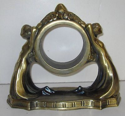 Nymphs Two on Art Deco Mantle Clock Case in Antique Brass A heavy Flappers USA