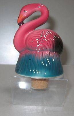 Flamingo Champagne, Wine or Soda Cork Stopper - Ceramic -  c1986 4" taLL