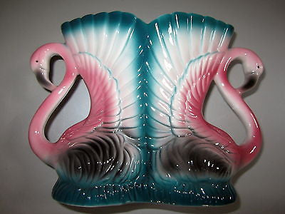 Flamingo - a double FLAMINGO vase   Old Ceramic  5" tall