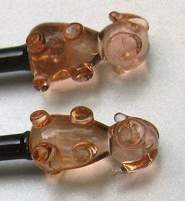 (4 PCs) Pig Hog Oink Crystal Glass Swizzle Sticks, set of 4, Cocktail driNK