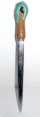 PALM TREE Letter Opener Ceramic and Stainless Steel 7" TALL 1980's  Flamingo
