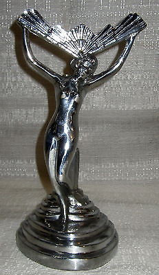 Frankart Style 20's Nude Nymph Art Deco Polished Aluminum Lamp 9" Base USA