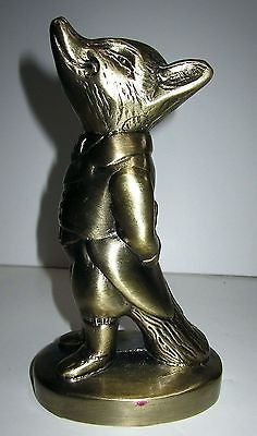 Snooty fox vintage hunting bottle opener or paperweight antique brass metal USA