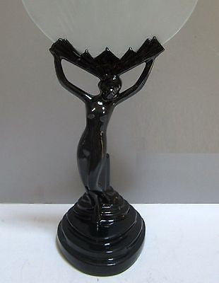 Frankart Style 20's Nude Nymph Art Deco Black 9" Lamp Base USA