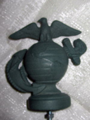 USMC Marine Corps Insignia Auto car Hood Ornament Mascot Green Patina Topper USA