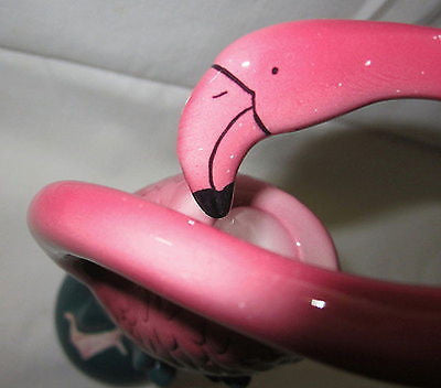 Flamingo huge standing candlestick ceramic 9" tall single stick