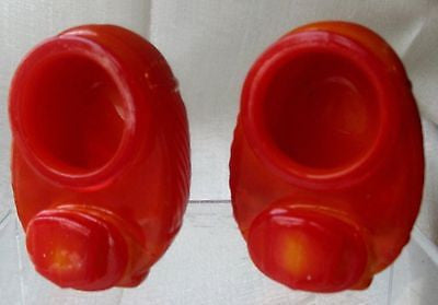 Glass Classic Bird Cage Feeders Orange Agate GLASS  A Pair 2  piecES