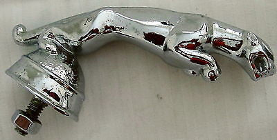 1950's Jaguar auto car hood ornament mascot in triple chrome