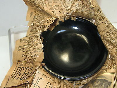 Frankart Original Art Deco Nymph Ashtray 5" Black Amethyst Glass Insert, ashtray