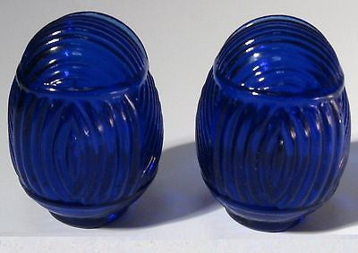 Glass Classic Bird Cage Feeders Depression Cobalt Blue GLASS Pair 2 piecES
