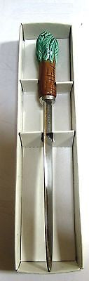 PALM TREE Letter Opener Ceramic and Stainless Steel 7" TALL 1980's  Flamingo