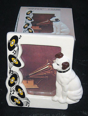 Nipper Victor Edison Dog and Phonograph Ceramic Photo Frame NOS Old Stock