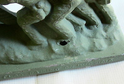 WWII USMC Iwo Jima monument statue green patina metal with hole made in the USA