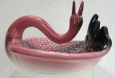 Flamingo ashtray or soapdish card tray ceramic  7-1/2" c1983 very tall