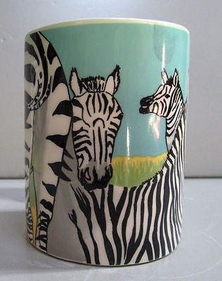 Zebra Coffee Mug- Cup - CERAMIC - c1986, very large >13 ounces Old