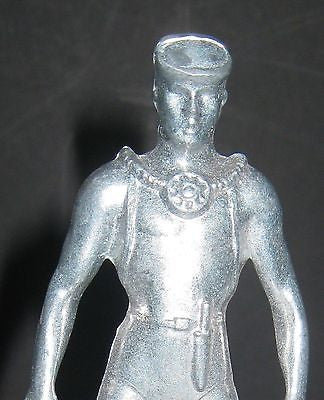 Scuba Diver classic figure vintage aluminum marble base skin dive spear gun USA