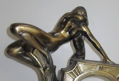 Nymph on an Art Deco Mantle Clock Case Brass A very Erotic Sexual Pose