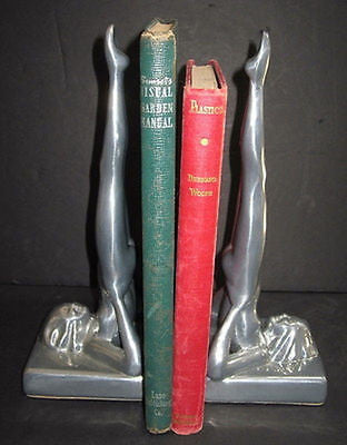 Frankart Standing Nymphs Bookends Art Deco Polished Aluminum 9-1/4" Tall a pair