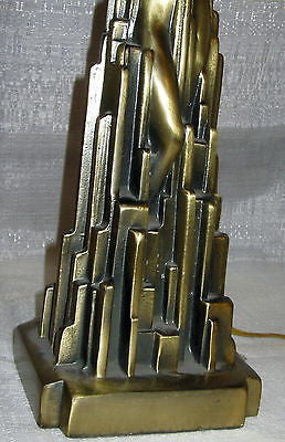 Frankart spirit of modernism art deco lamp in antique brass patina all metal USA