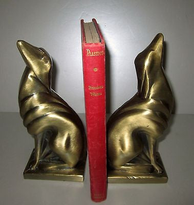 Frankart Greyhound Dog, Art Deco Brass, Bookends, a pair all metal USA