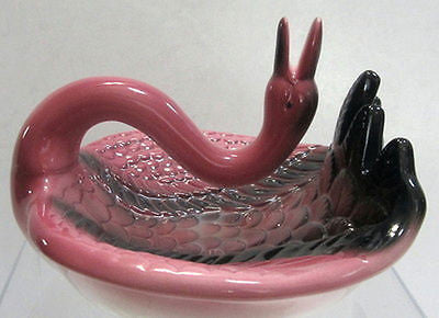Flamingo ashtray or soapdish, card tray   Ceramic  7-1/2" c1983 taLL