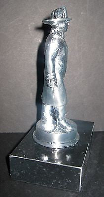 FIREMAN FIREFIGHTER Figure on Marble, Aluminum with a Marble Base, 5-3/4" Tall