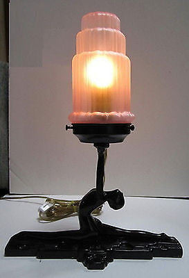 Frankart style "NuArt"Art Deco Lamp Base Nymph Doing a Split Aluminum metal USA