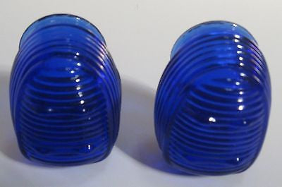 Glass Classic Bird Cage Feeders Depression Cobalt Blue GLASS Pair 2 piecES