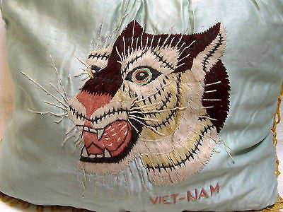 VIET NAM WAR Hand Embroidered Tiger Sweetheart Pillow Sham