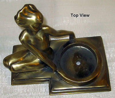 Frankart art deco fish face nymph table lamp base only antique brass USA