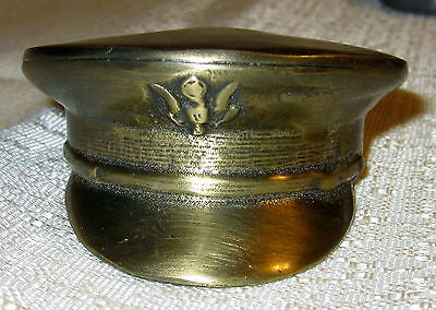US Army full dress hat bottle opener made in the USA antique brass metal