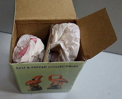 Flamingo Large Salt & Pepper Shakers, S + P, Ceramic  c1986 - 4" tall
