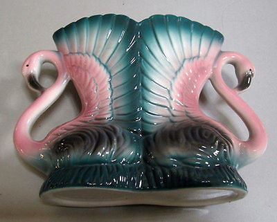 Flamingo - a double FLAMINGO vase   Old Ceramic  5" tall