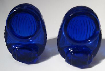 Glass Classic Bird Cage Feeders Depression Cobalt Blue GLASS Pair 2 piecES