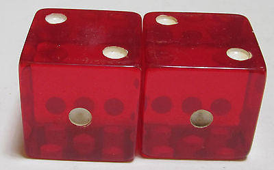 Bakelite Catalin Large Red Dice 1-1/2" x 1-1/2" 130 Grams A Pair Katalin