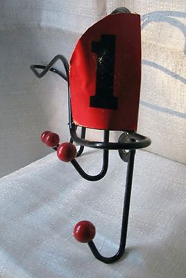 1970'S EAMES Fireman's Firewoman's WALL COAT, KEY, MUG RACK - Steel Wire!